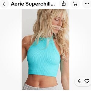 Aerie Turquoise Ribbed Crop Top